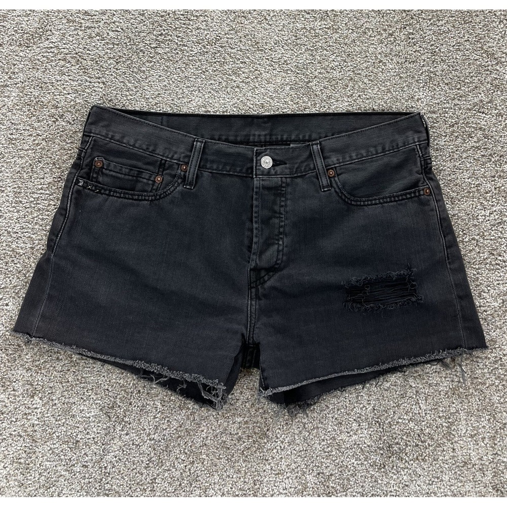 Vintage Levis 501 XX Cutoff  Shorts Womens 32 Black Nailhead Studded‎ Grunge Y2K